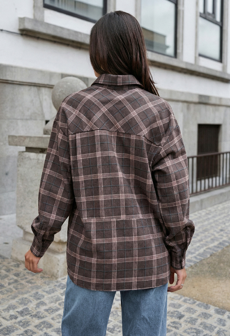 Сорочка жіноча Staff mir dark brown oversize темно-коричнева