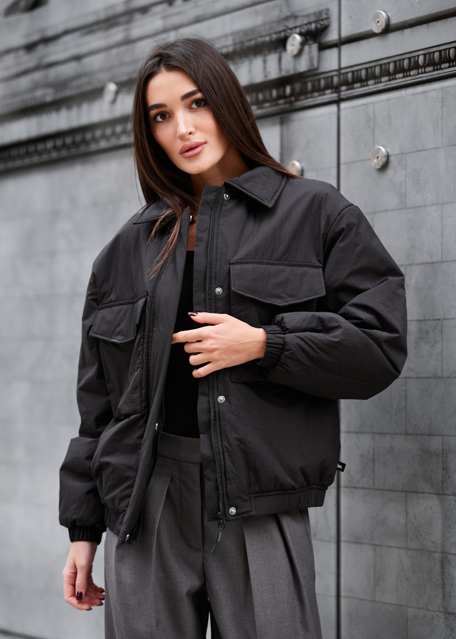 Куртка жіноча Staff fuze black oversize чорна утеплена