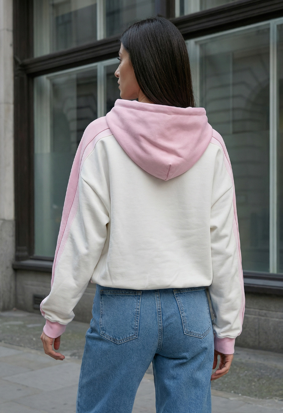 Худі жіноче Staff twi white & pink oversize біло-рожеве оверсайз