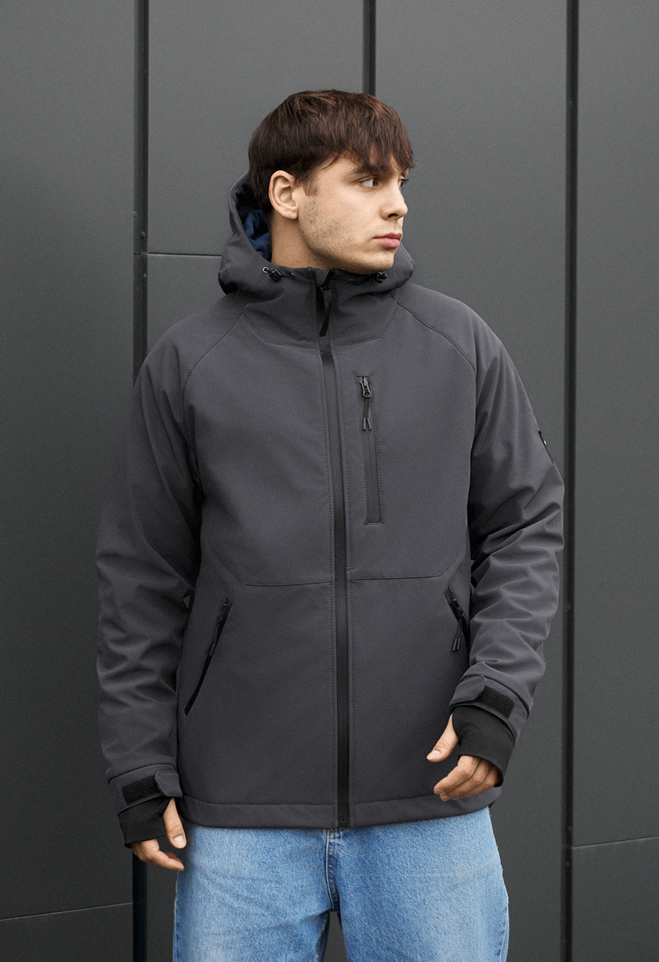 Чоловіча куртка Staff bu soft shell kyro gray сіра демісезонна з