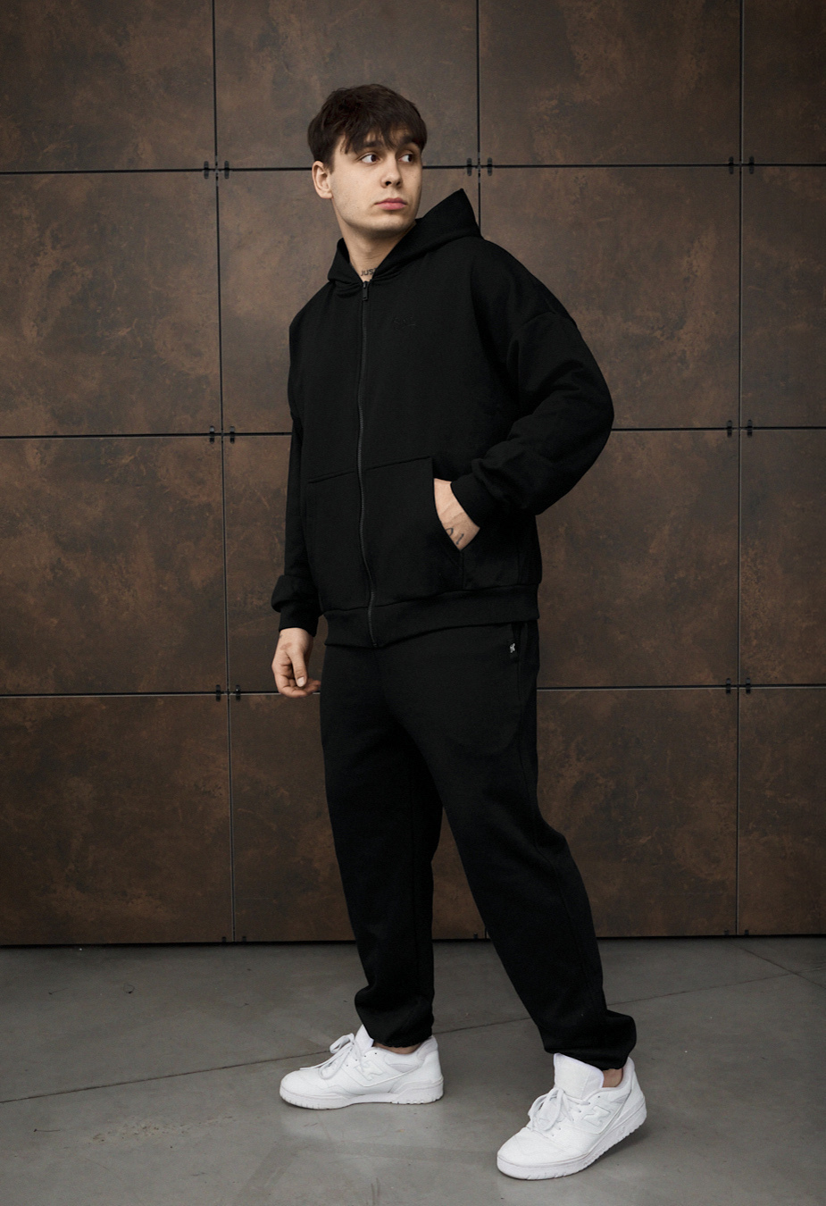 Спортивний костюм чоловічий Staff fin zip black oversize чорний на