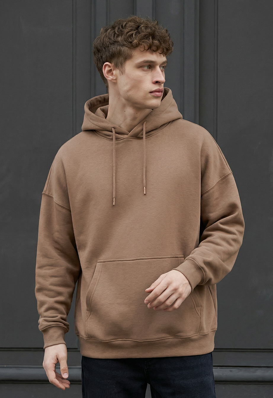 chabo様 Худі чоловіче Staff brown oversize коричневе оверсайз бавовняне
