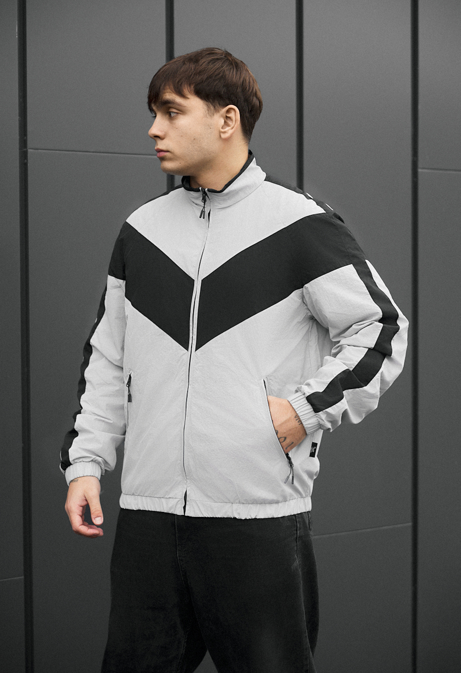Вітровка чоловіча Staff jex light gray & black світло-сіра/чорна