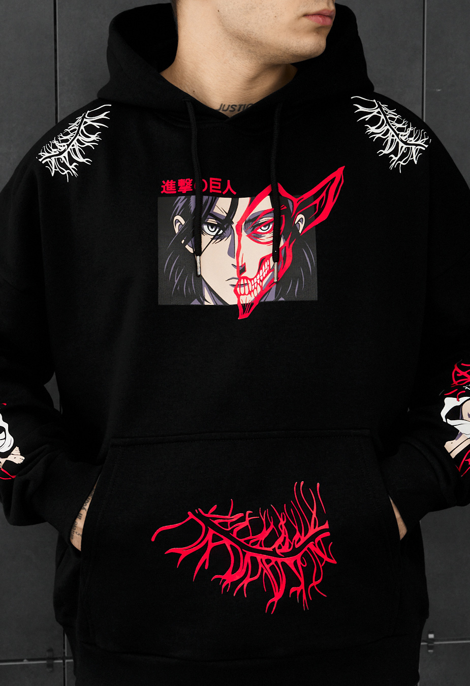 ミュージシャン CHARACTER Special Collaboration HOODIE Толстовка чоловіча Staff hero oversize чорна бавовняна оверсайз