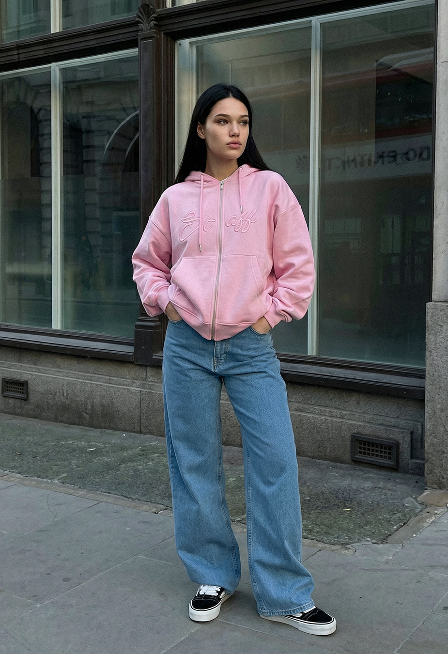 Толстовка жіноча Staff fiz pink logo oversize рожева оверсайз з