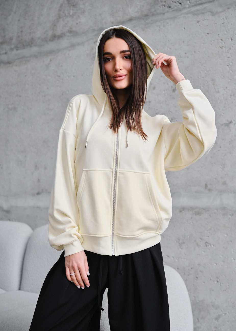 Толстовка жіноча Staff fiz milk zip oversize молочного кольору
