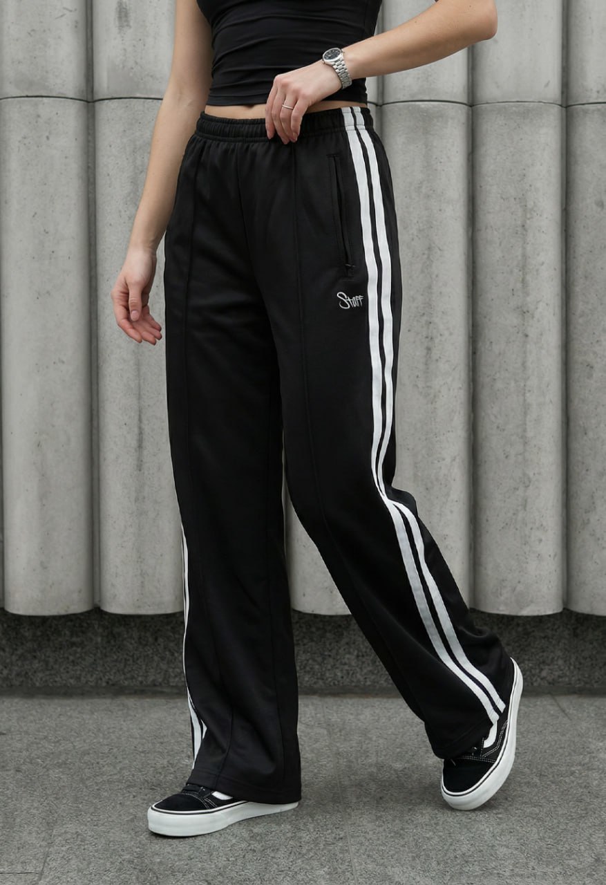 ⭐︎ミント⭐︎sirone【シロネ】＊タックパンツ Спортивні штани жіночі Staff pat black чорні з розрізами недорогі