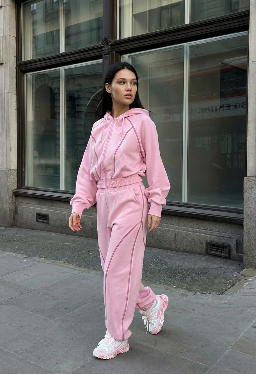 ピンク ジオメトリック スキーウエア Спортивний костюм жіночий Staff so pink zip oversize рожевий