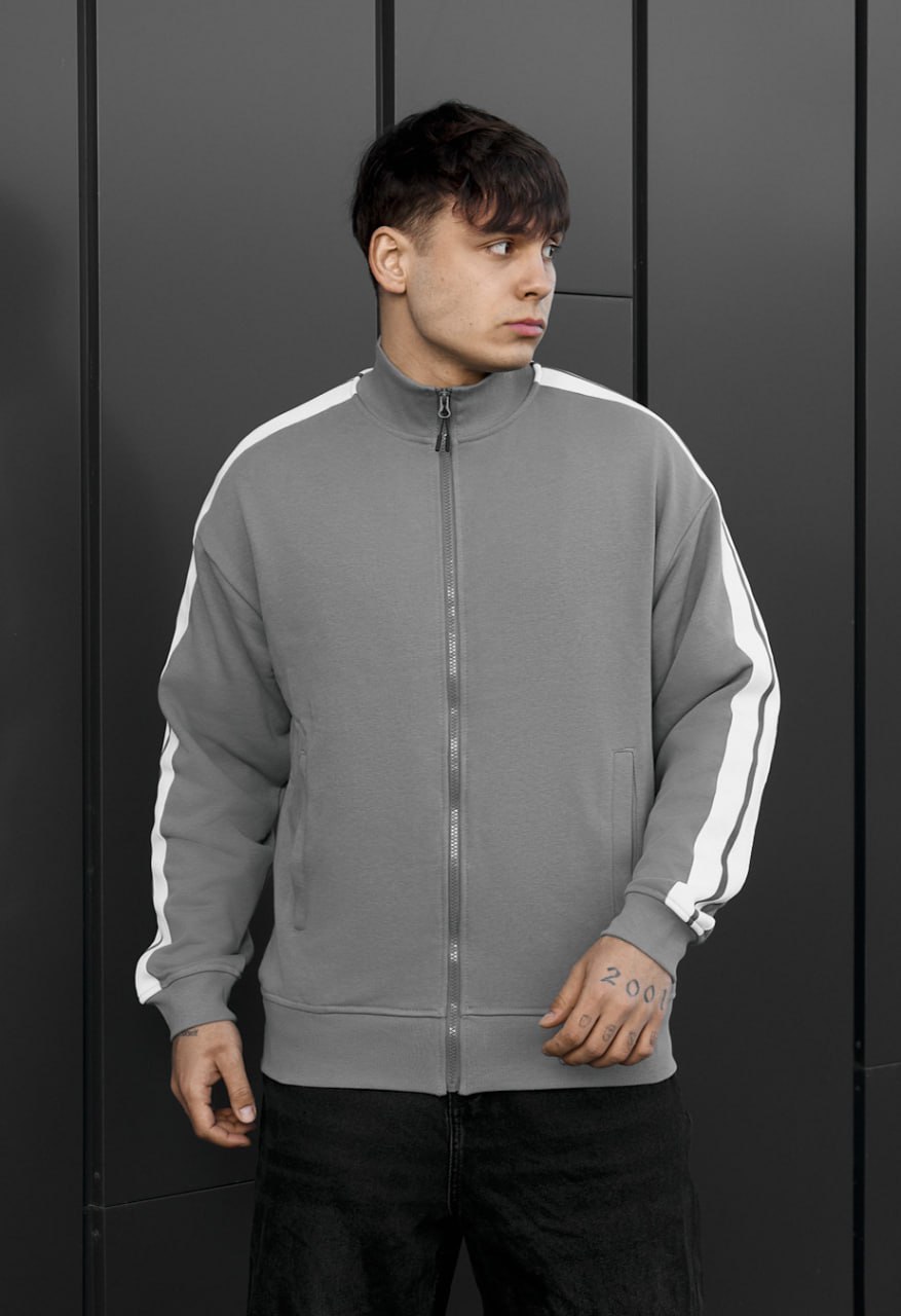 Олімпійка чоловіча Staff lok zip light gray oversize світло-сіра