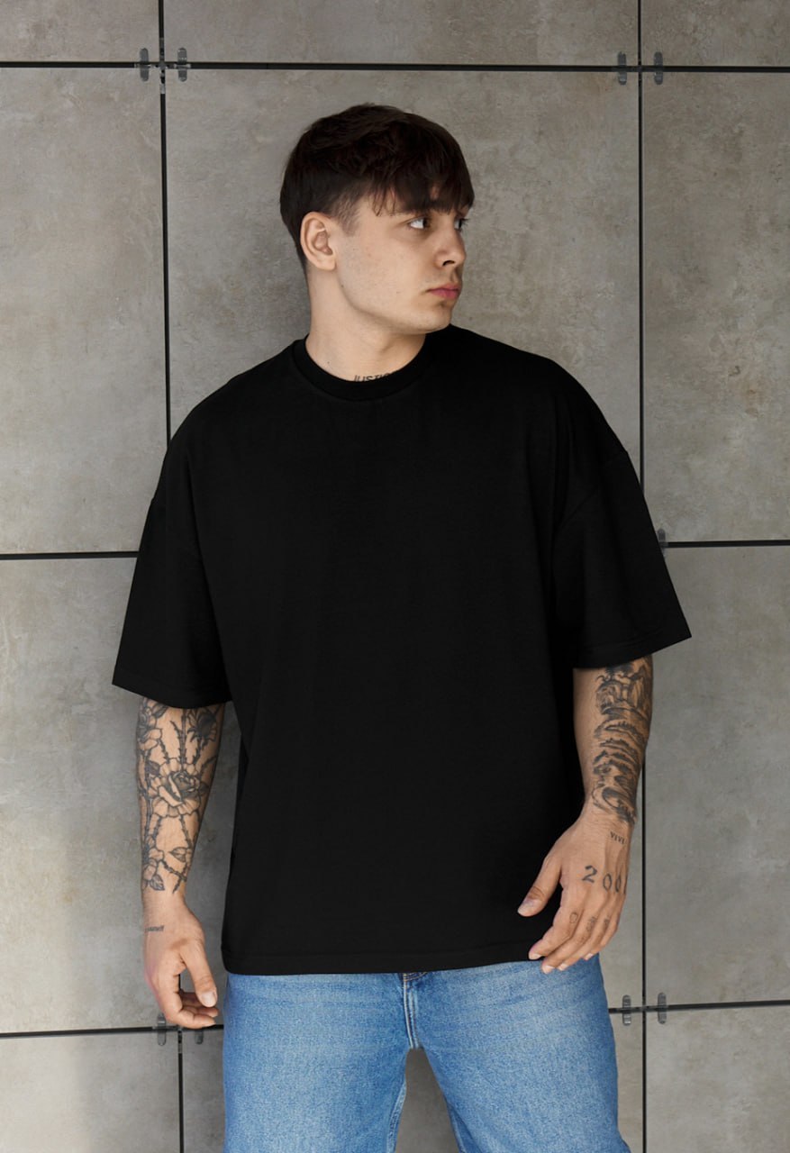 Футболка чоловіча Staff original oversize чорна з надписом