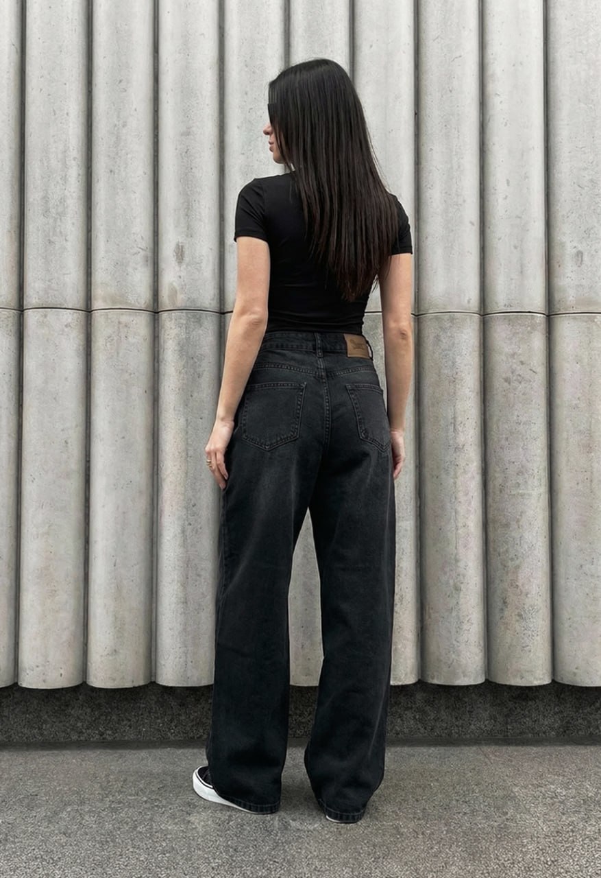 Джинси жіночі Staff 3492 dark gray loose fit темно-сірі брендові
