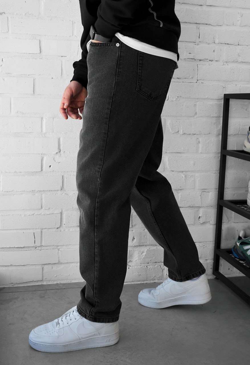 Джинси чоловічі Staff 923 dark gray regular mom темно-сірі модні ціна