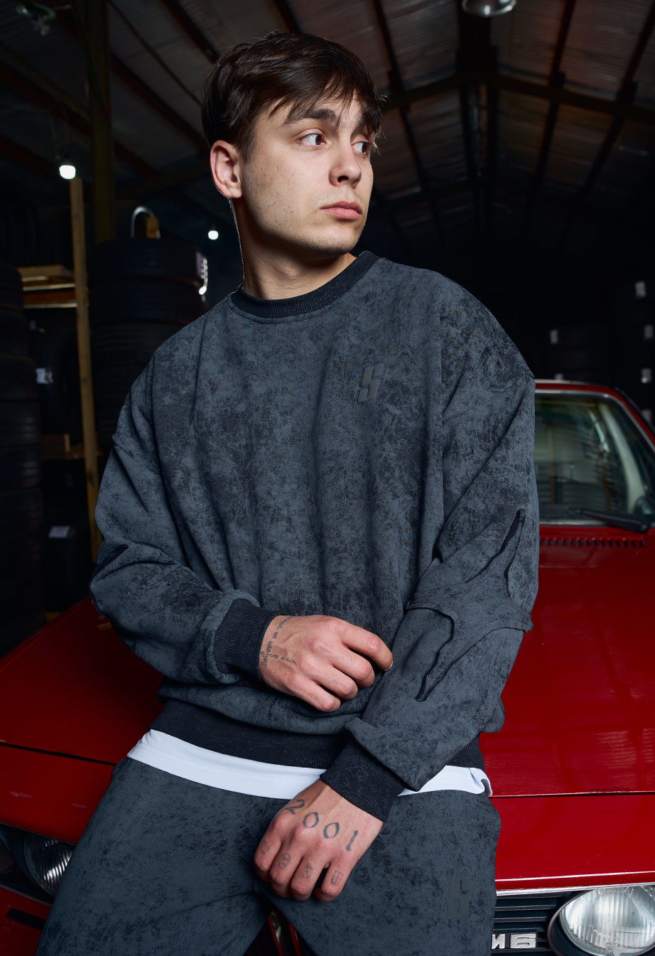 Світшот чоловічий Staff «S» dark gray oversize темно-сірий