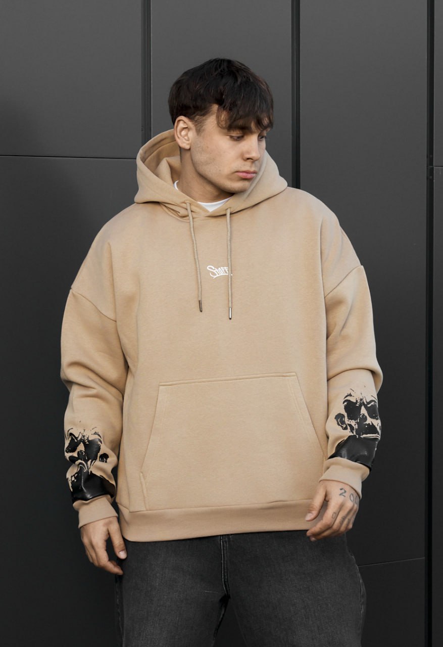 Худі чоловіче Staff x Husll not a joke oversize fleece світло