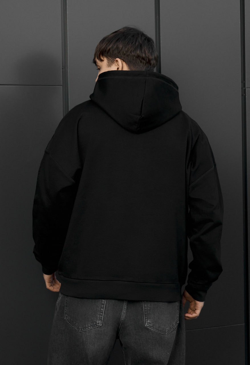 Толстовка чоловіча Staff x Husll face zip oversize чорна на