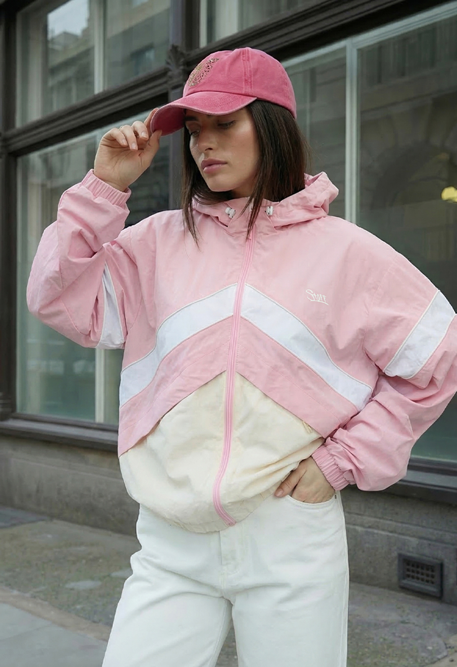 Вітровка жіноча Staff ni pink & light reflective oversize рожевого
