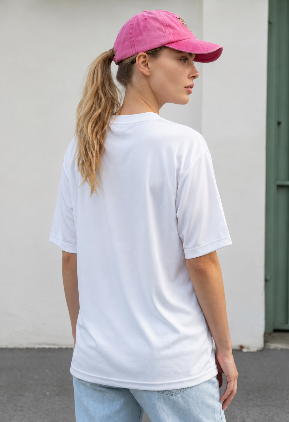 Футболка жіноча Staff 13 powder & white oversize кольору пудри